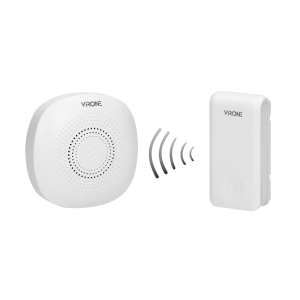 PRESSO AC wireless doorbell with learning system and kinetic push-button, 36 ringtones, communication range of 100m in an open a